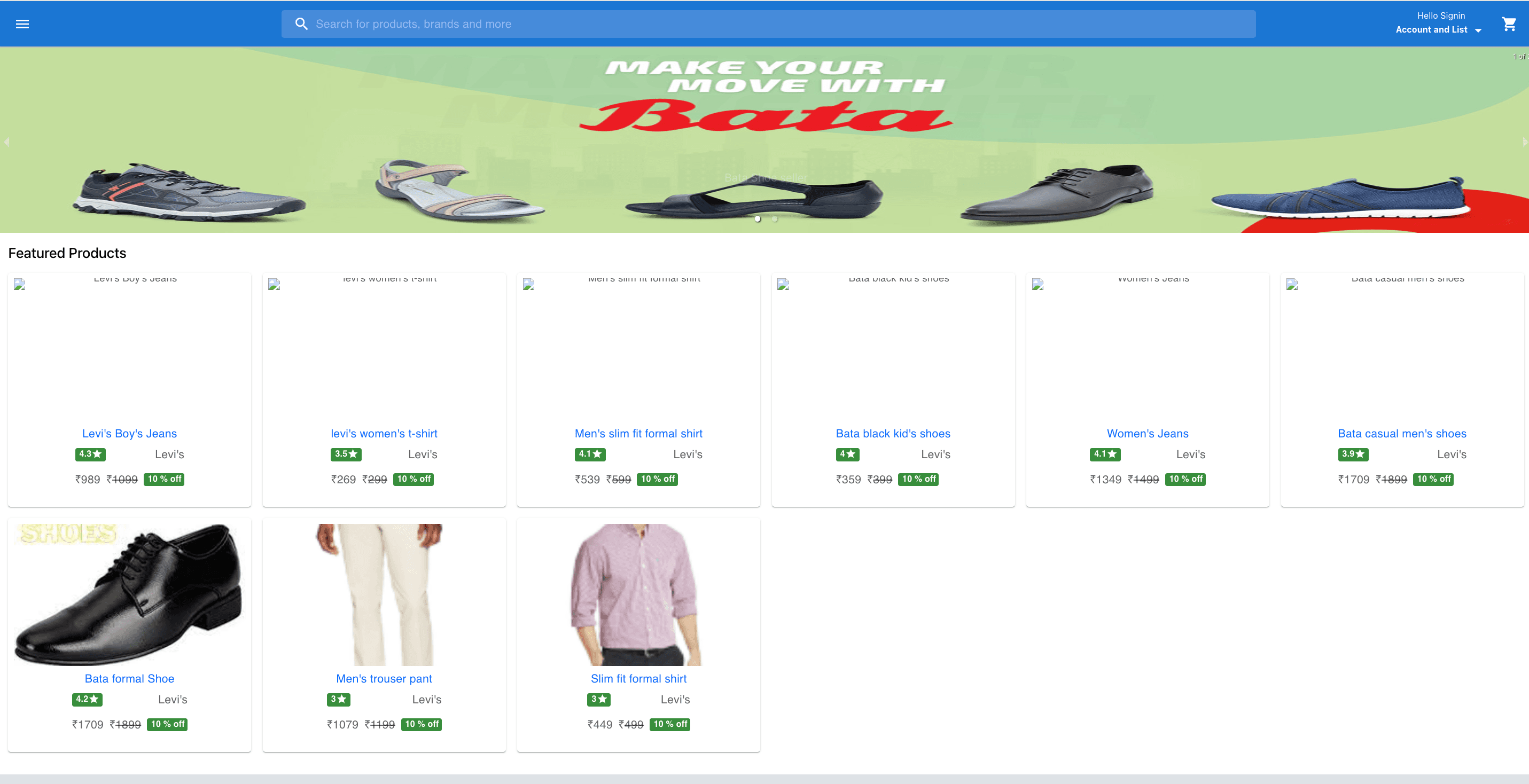 Ecommerce Site project screenshot